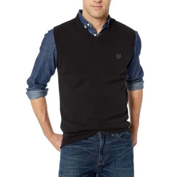 Chaps Mens Black Sweater Vest In Size 
